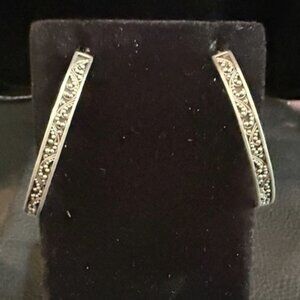 Lois Hill Sterling Silver 925 Oxidized Hoop Earrings